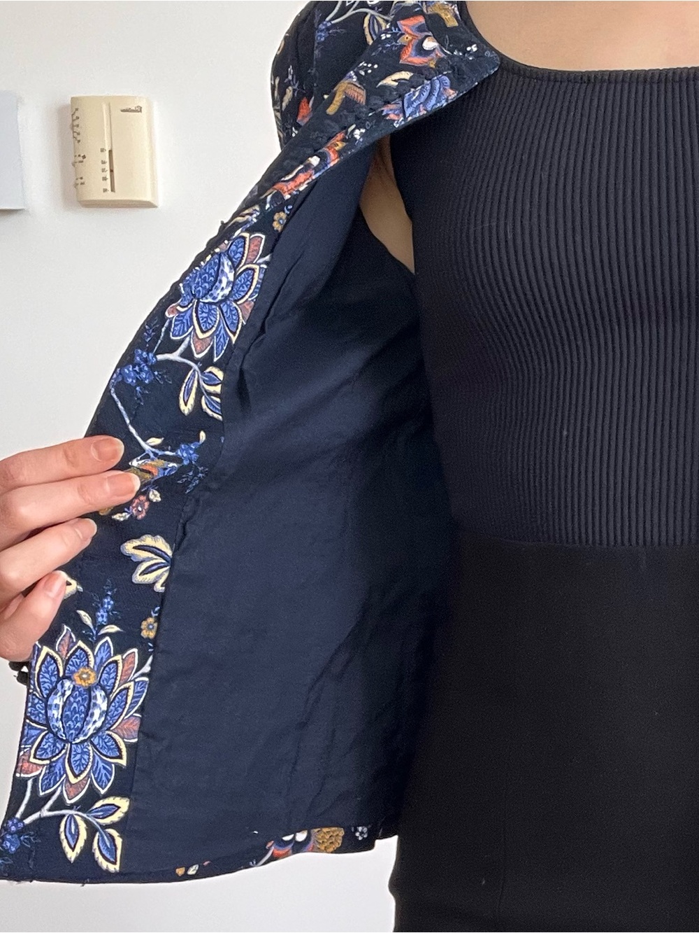 LOFT Navy Floral Embroidered Blazer - Picture 7 of 10